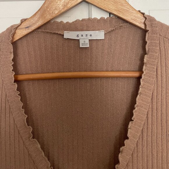 Gaze Tan Tie-Front Cardigan - Picture 2 of 2